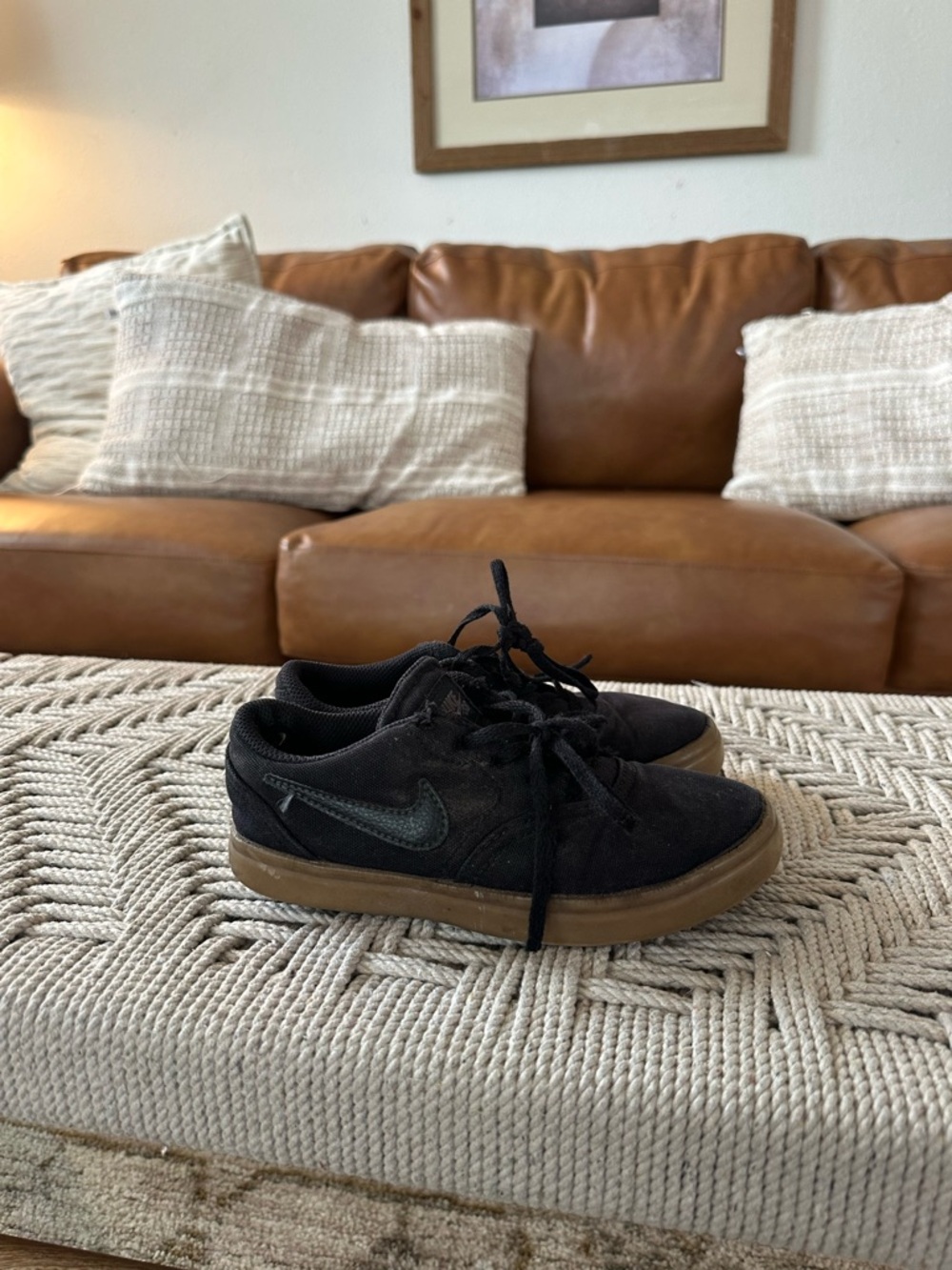 Boys Nike Black Low-Top Sneakers with Gum Sole